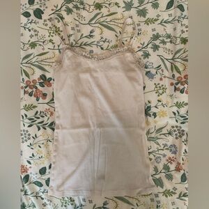 White Lace Trim Cami Top